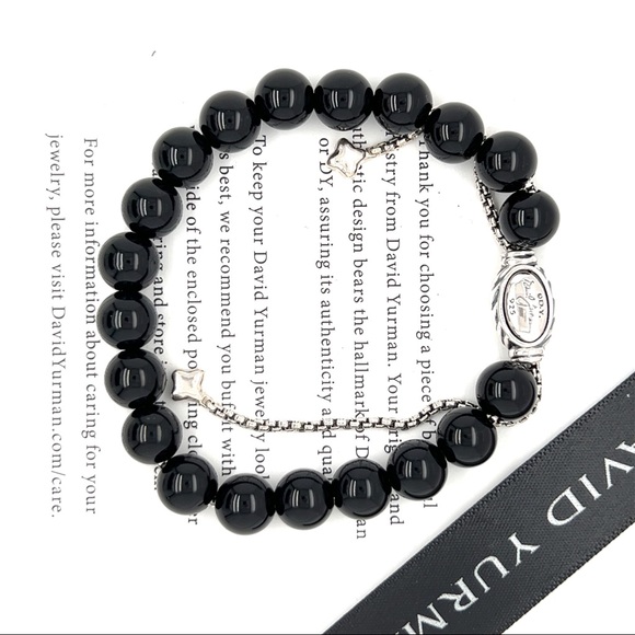 David Yurman mm Spiritual Beads Bracelet, Black Onyx Shinny Accent  Adjustable